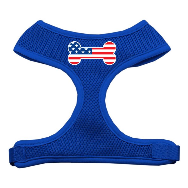 Bone Flag USA Screen Print Screen Print Mesh Pet Harness Blue